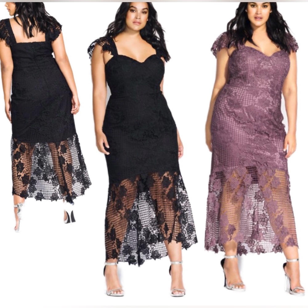 City Chic Dress Lace Leonie BLACK OR ROSE WATER New With Tag